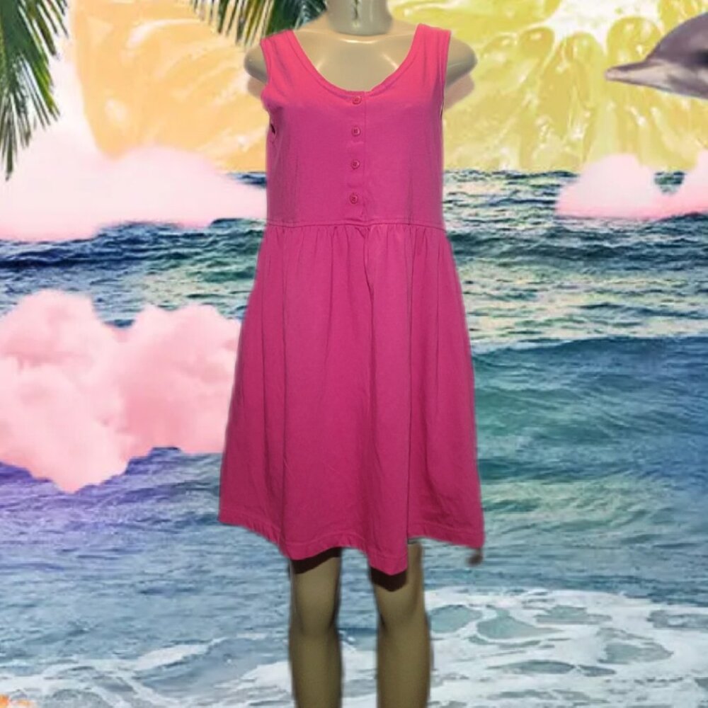 💐Pink 1990s Laura Ashley Casual Sleeveless Sundress Midi Pockets Dress